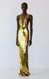 The New Arrivals Ilkyaz Ozel Olympia Constantine Sequined Dress In Gold