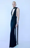The New Arrivals Ilkyaz Ozel Olympia Plunging Evening Gown In Blue