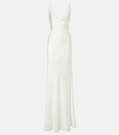 The New Arrivals Ilkyaz Ozel Open-back Satin Gown In White