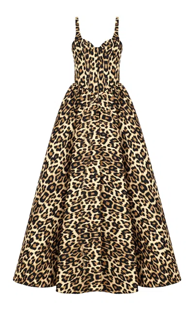 The New Arrivals Ilkyaz Ozel Ophelia Animal-print Crepe Ball Gown In Brown