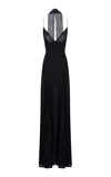 The New Arrivals Ilkyaz Ozel Paige Lace-trimmed Satin Maxi Dress In Black