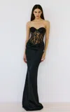 The New Arrivals Ilkyaz Ozel Pamela Obsidienne Corseted Dress In Black