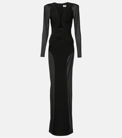 The New Arrivals Ilkyaz Ozel Paneled Cutout Gown In Black