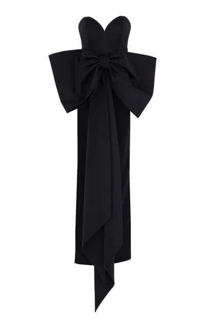 The New Arrivals Ilkyaz Ozel Peggy Bow-detailed Satin Midi Dress In Black