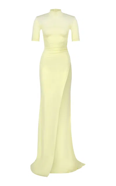 The New Arrivals Ilkyaz Ozel Pernille Crepe Maxi Dress In Yellow