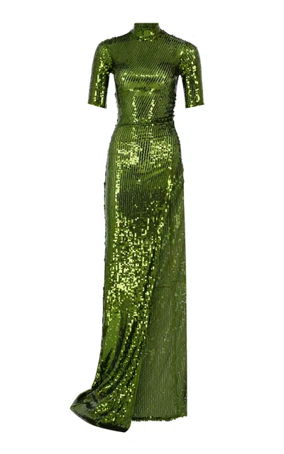 The New Arrivals Ilkyaz Ozel Pernille Sequined Maxi Dress In Green