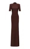 The New Arrivals Ilkyaz Ozel Pernille Side-slit Maxi Dress In Brown