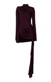 The New Arrivals Ilkyaz Ozel Persephone Divinité Gathered Dress In Burgundy