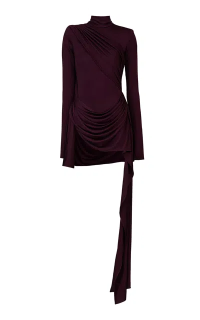 The New Arrivals Ilkyaz Ozel Persephone Divinité Gathered Dress In Burgundy