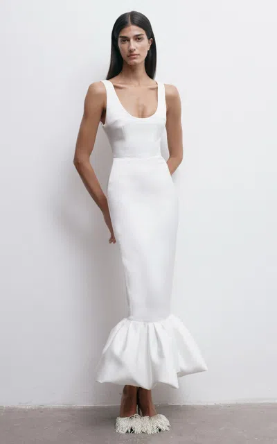 The New Arrivals Ilkyaz Ozel Pualo Crepe Bubble Maxi Dress In White