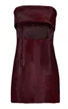 The New Arrivals Ilkyaz Ozel Rhea Enigma Strapless Mini Dress In Burgundy