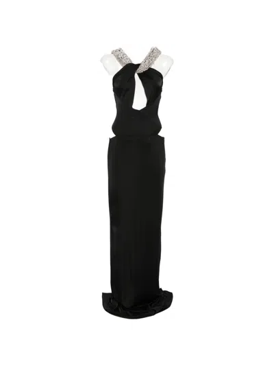 The New Arrivals Ilkyaz Ozel Rio Crystal-embellished Cutout Maxi Dress In Black