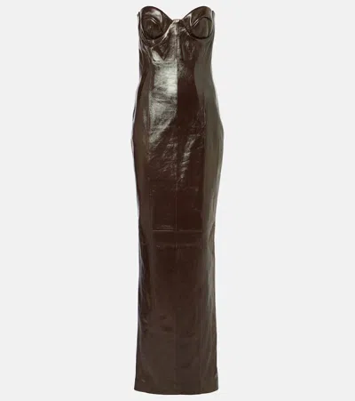 The New Arrivals Ilkyaz Ozel Rochelle Leather Bustier Gown In Narguile