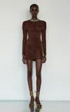 The New Arrivals Ilkyaz Ozel Ross Cinnabar Gathered Dress In Brown