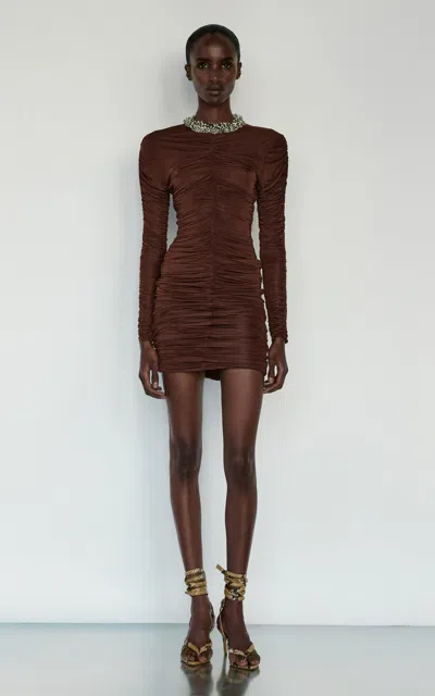 The New Arrivals Ilkyaz Ozel Ross Cinnabar Gathered Dress In Brown