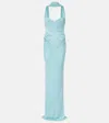 The New Arrivals Ilkyaz Ozel Samsara Draped Ruched Gown In Blue