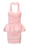 The New Arrivals Ilkyaz Ozel Samsara Fantasme Peplum Mini Dress In Pink