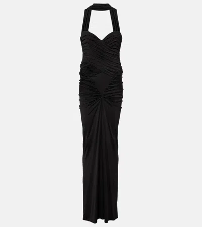 The New Arrivals Ilkyaz Ozel Samsara Ruched Strapless Gown In Black