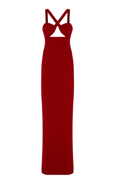The New Arrivals Ilkyaz Ozel Semiramis Cutout Crepe Maxi Dress In Red