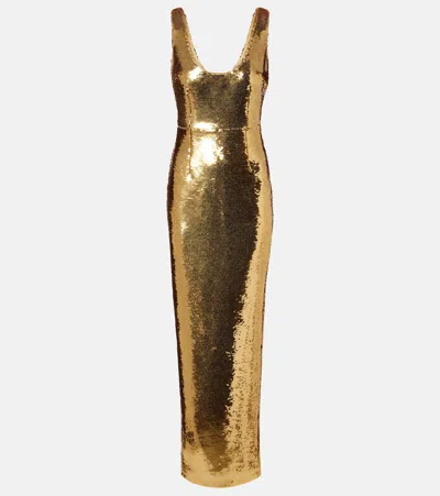 The New Arrivals Ilkyaz Ozel Sequined Gown In Gold