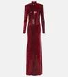 The New Arrivals Ilkyaz Ozel Sequined Leopard-print Open-back Gown In Red