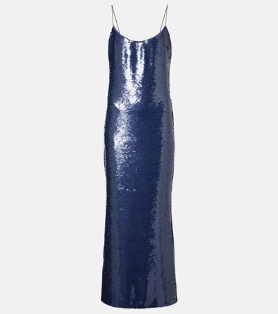 The New Arrivals Ilkyaz Ozel Sequined Maxi Dress In Blue
