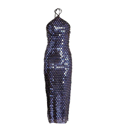 The New Arrivals Ilkyaz Ozel Sequinned Blânca Maxi Dress In Navy