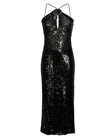 The New Arrivals Ilkyaz Ozel Sequinned Midi Dress In Black
