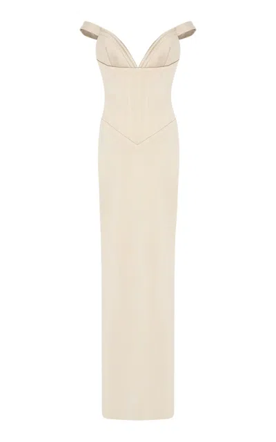 The New Arrivals Ilkyaz Ozel Shakti Satin Corset Maxi Dress In White