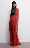 The New Arrivals Ilkyaz Ozel Shiva Silk Chiffon Cape Top In Red