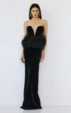 The New Arrivals Ilkyaz Ozel Sienna Imperial Noir Feather Dress In Black