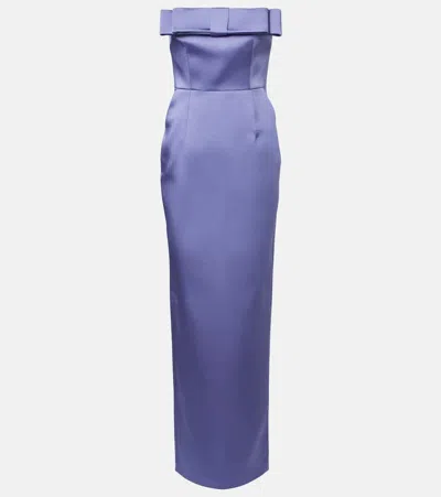 The New Arrivals Ilkyaz Ozel Sisu Bow-detail Satin Gown In Blue