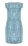 The New Arrivals Ilkyaz Ozel Sisu Bow-detailed Sequined Mini Dress In Blue