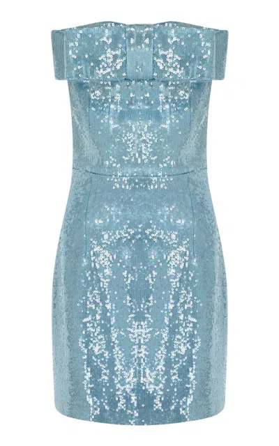 The New Arrivals Ilkyaz Ozel Sisu Bow-detailed Sequined Mini Dress In Blue