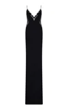 The New Arrivals Ilkyaz Ozel Sofia Lace-trimmed Satin Maxi Dress In Black