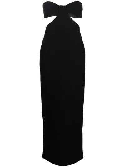 The New Arrivals Ilkyaz Ozel Strapless Cut Out Long Dress In Black