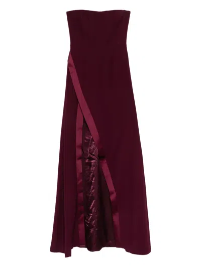 The New Arrivals Ilkyaz Ozel Strapless Side-slit Maxi Dress In Burgundy