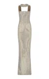 The New Arrivals Ilkyaz Ozel Suri Mirror-sequined Maxi Dress In Grey