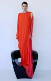 The New Arrivals Ilkyaz Ozel Talitha Aysmmetric Draped Evening Gown In Orange