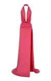 The New Arrivals Ilkyaz Ozel Tanit Draped Satin Maxi Dress In Pink