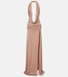 The New Arrivals Ilkyaz Ozel Tanit Embellished Open-back Gown In Pink