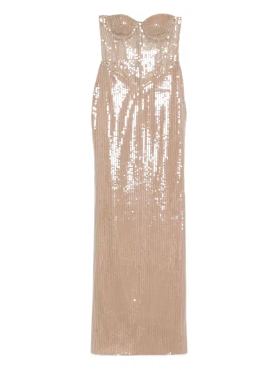 The New Arrivals Ilkyaz Ozel Tara Dress In Gold