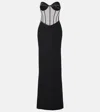 The New Arrivals Ilkyaz Ozel Tara Mesh-paneled Satin Corset Maxi Dress In Black