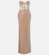 The New Arrivals Ilkyaz Ozel Tara Sequined Bustier Dress In Neutral