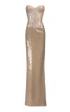 The New Arrivals Ilkyaz Ozel Tara Strapless Gown In Nude