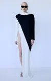 The New Arrivals Ilkyaz Ozel Tina Two-toned Aysmmetric Gown In Multi