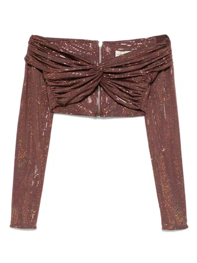 The New Arrivals Ilkyaz Ozel Twisted-detail Top In Brown