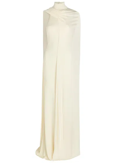 The New Arrivals Ilkyaz Ozel Umay Cape-effect Stretch-jersey Gown In White