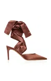 The New Arrivals Ilkyaz Ozel Vanille Silk Satin Ballerina Pumps In Brown