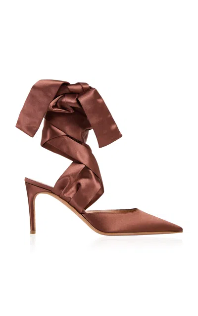 The New Arrivals Ilkyaz Ozel Vanille Silk Satin Ballerina Pumps In Brown